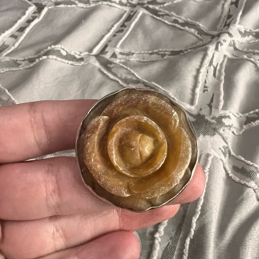 Sterling Silver Statement Jasper Flower Ring - image 1